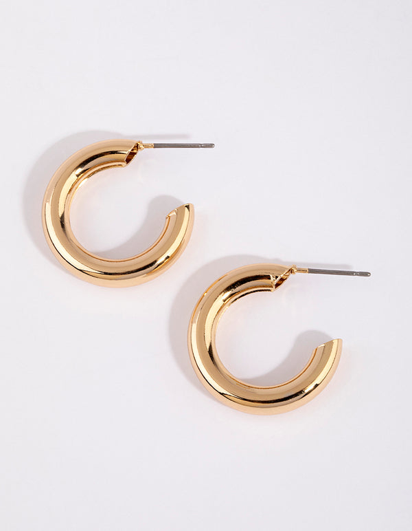 Gold Chubby Huggie Earrings