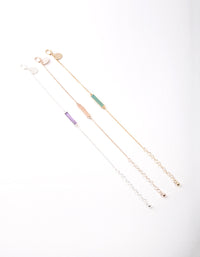 Mixed Metal Semi Precious Bar Bracelet Pack - link has visual effect only