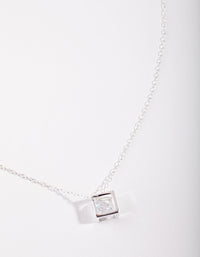 Sterling Silver Cubic Zirconia Cube Necklace - link has visual effect only