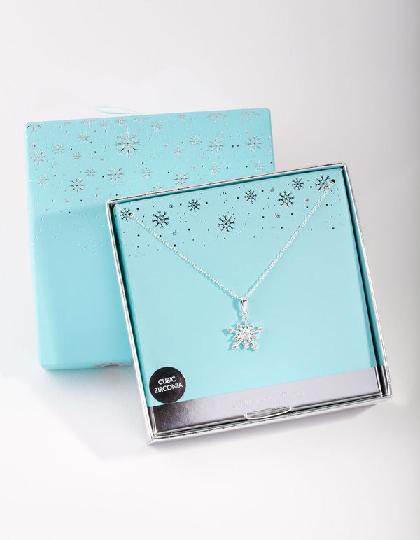 Sterling Silver Cubic Zirconia Snowflake Necklace