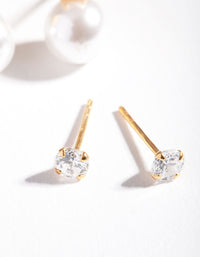 Gold Plated Sterling Silver Cubic Zirconia Pearl Stud Earring Pack - link has visual effect only