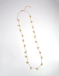 Gold Mini Flower Long Necklace - link has visual effect only