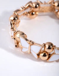 Kids Gold Enamel Butterfly Stretch Bracelet & Ring - link has visual effect only