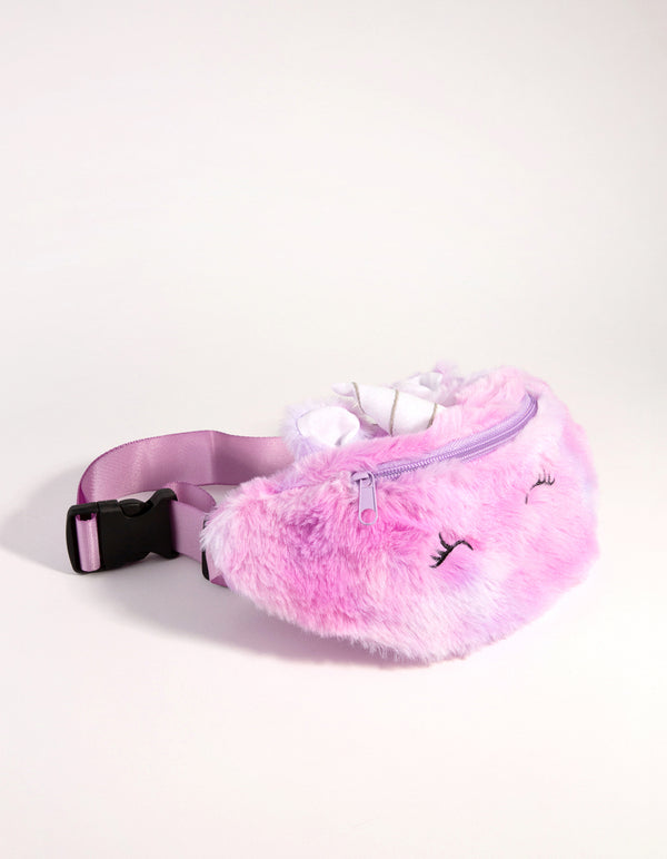 Kids Mixed Material Faux Fur Unicorn Bum Bag