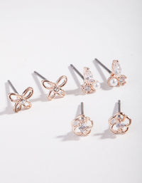 Rose Gold Flower & Pearl Micro Ear Stacker - link has visual effect only