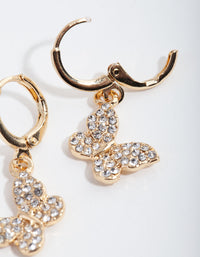 Silver Diamante Butterfly Huggie Earrings - link has visual effect only