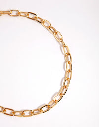 Gold Small Rectangle Link Choker - link has visual effect only