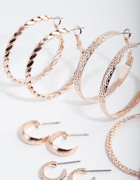 Rose Gold Etched Twist 6-Pack Hoop Earring - link has visual effect only