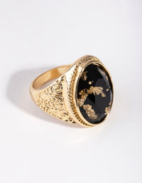 Gold Cabochon Gold Leaf Ring - link has visual effect only