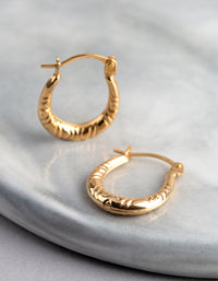 9ct Gold Diamond Cut Creole Hoop Earrings - link has visual effect only