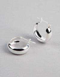 Sterling Silver Small Wide Hoop Earrings - link has visual effect only