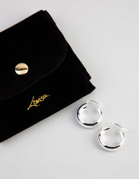 Sterling Silver Small Wide Hoop Earrings - link has visual effect only