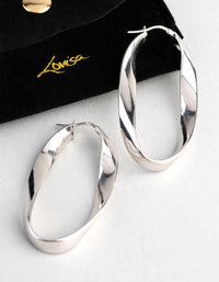 Sterling Silver Twisted Oval Hoop Earrings - link has visual effect only