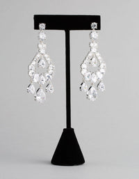 Rhodium Cubic Zirconia Statement Teardrop Earrings - link has visual effect only