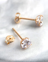 9ct Gold 5mm Round Cubic Zirconia Stud Earrings - link has visual effect only