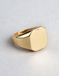 18ct Gold Plated Brass Octagon Signet Ring - link has visual effect only