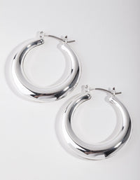 Silver Basic Smooth Hoop Earrings - link has visual effect only