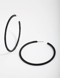 Matte Black Large Cup Chain Diamante Earrings - link has visual effect only