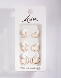 Gold Plated Sterling Silver Station Hoop Pack Earring - link has visual effect only