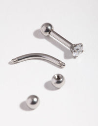 Surgical Steel  Ball & Cubic Zirconia Earring Pack - link has visual effect only