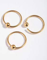 Surgical Steel Gold Ball Upper Hoop Earring Pack - link has visual effect only