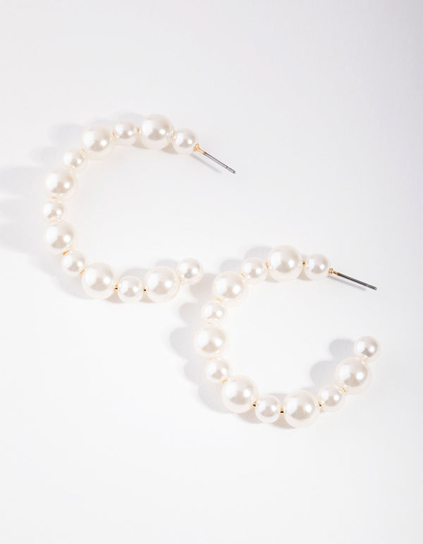 Beaded Pearl Hoop Earrings