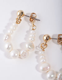 Gold Plated Pearl Hoop Earrings - link has visual effect only