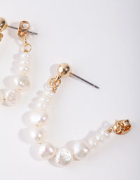 Gold Plated Pearl Hoop Earrings - link has visual effect only