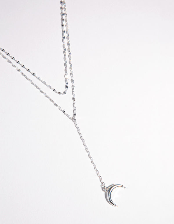 Silver Plated Double Row Moon Necklace