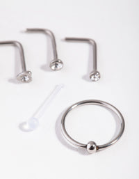 Silver Mixed Diamante Nose Stud 6-Pack - link has visual effect only