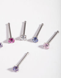 Dainty Rhodium Diamante Nose Stud 6-Pack - link has visual effect only