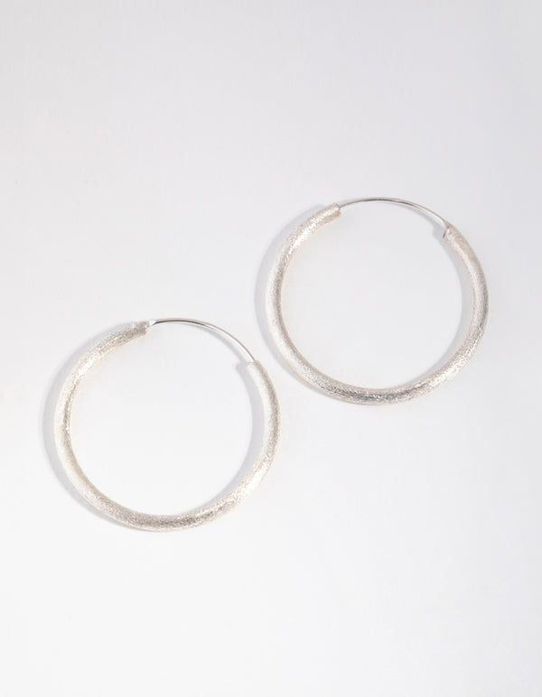 Sterling Silver 30mm Satin Hoop Earrings