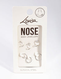 Rhodium 3-Diamante Motif Nose Piercing 6-Pack - link has visual effect only