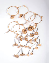 Gold Celestial Stud & Hoop Earrings - link has visual effect only