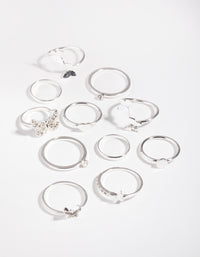 Silver Butterfly Wrap Rings 8-Pack - link has visual effect only