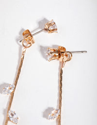 Gold Petal Diamante Long Drop Earrings - link has visual effect only