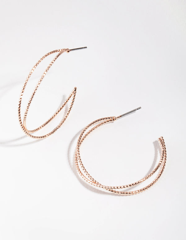 Rose Gold Crossover Hoop Earrings