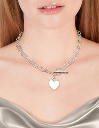 Silver Heart Charm Chain T&O Necklace - link has visual effect only