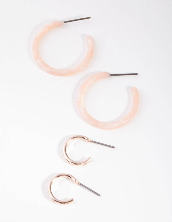 Rose Gold Acrylic Pack Hoop Earring