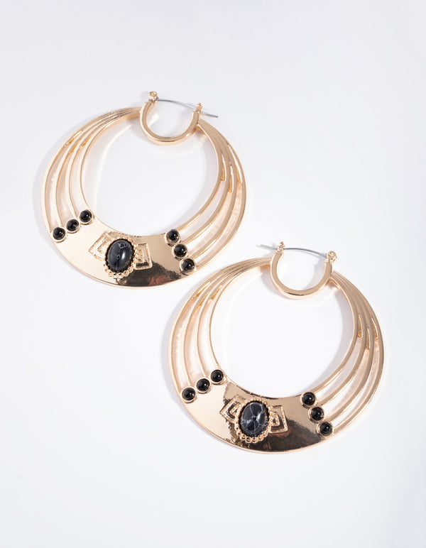 Acrylic Semi Precious Stone Hoop Earrings