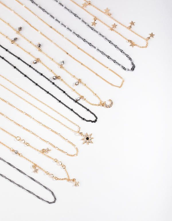 Mixed Metals Celestial Choker 9-Pack