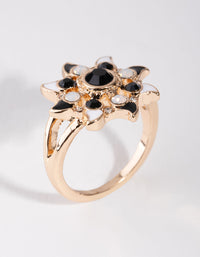 Black Gold Flower Ring - link has visual effect only