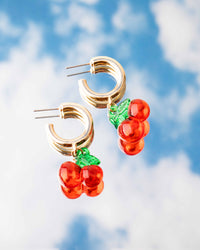 Gold Acrylic Cherry Hoop Earrings - link has visual effect only