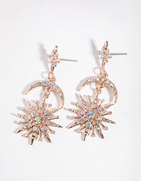 Rose Gold Bedazzled Star Drop Earrings - link has visual effect only