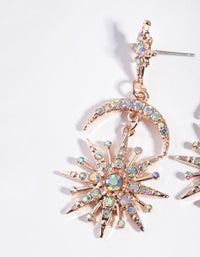 Rose Gold Bedazzled Star Drop Earrings - link has visual effect only