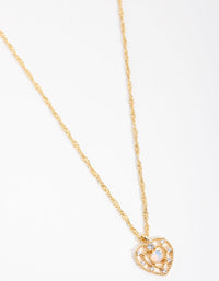 Gold Diamante Heart Necklace - link has visual effect only