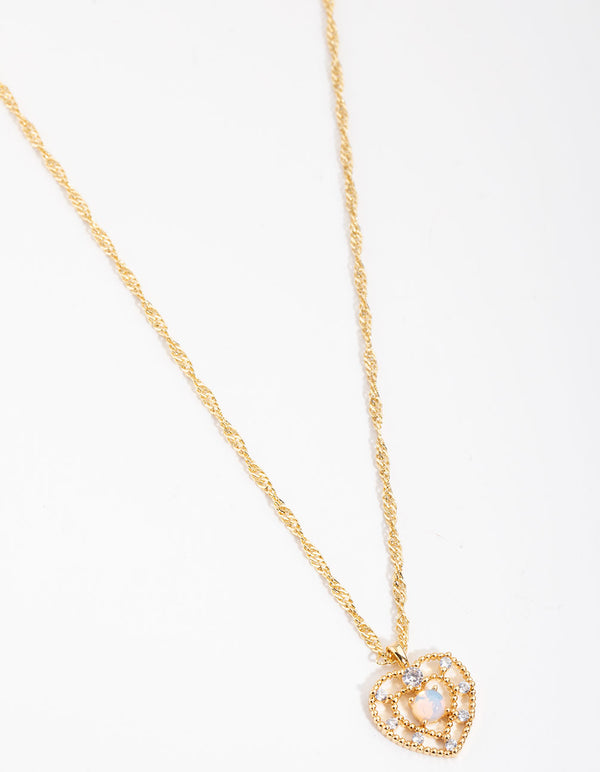 Gold Diamante Heart Necklace