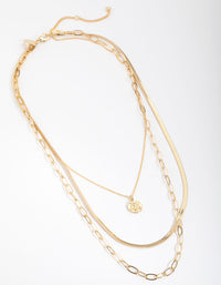 Gold Plated Disc Layered Necklace - link has visual effect only