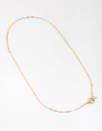 Gold Plated Thin Chain T&O Bar Necklace - link has visual effect only