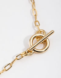 Gold Plated Thin Chain T&O Bar Necklace - link has visual effect only